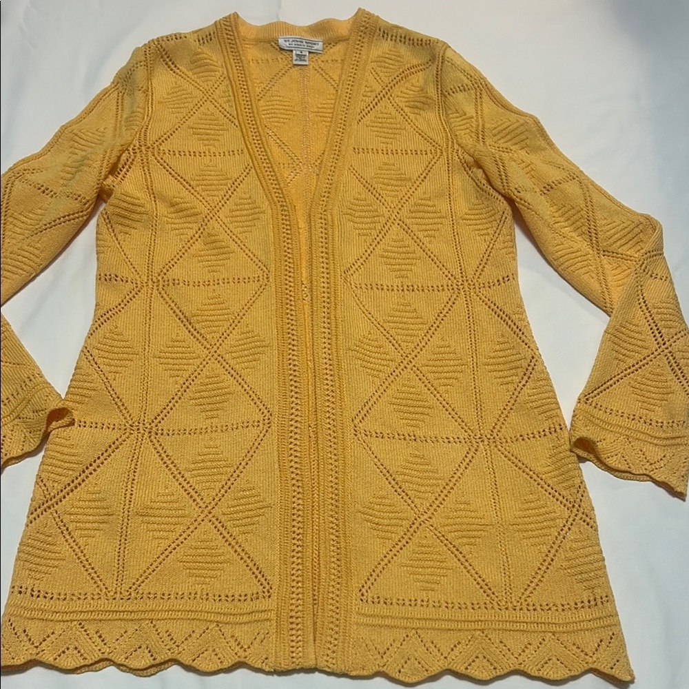 St. John Sport by Mary Gray Yellow Gold Knit Cardigan Open Front size S
